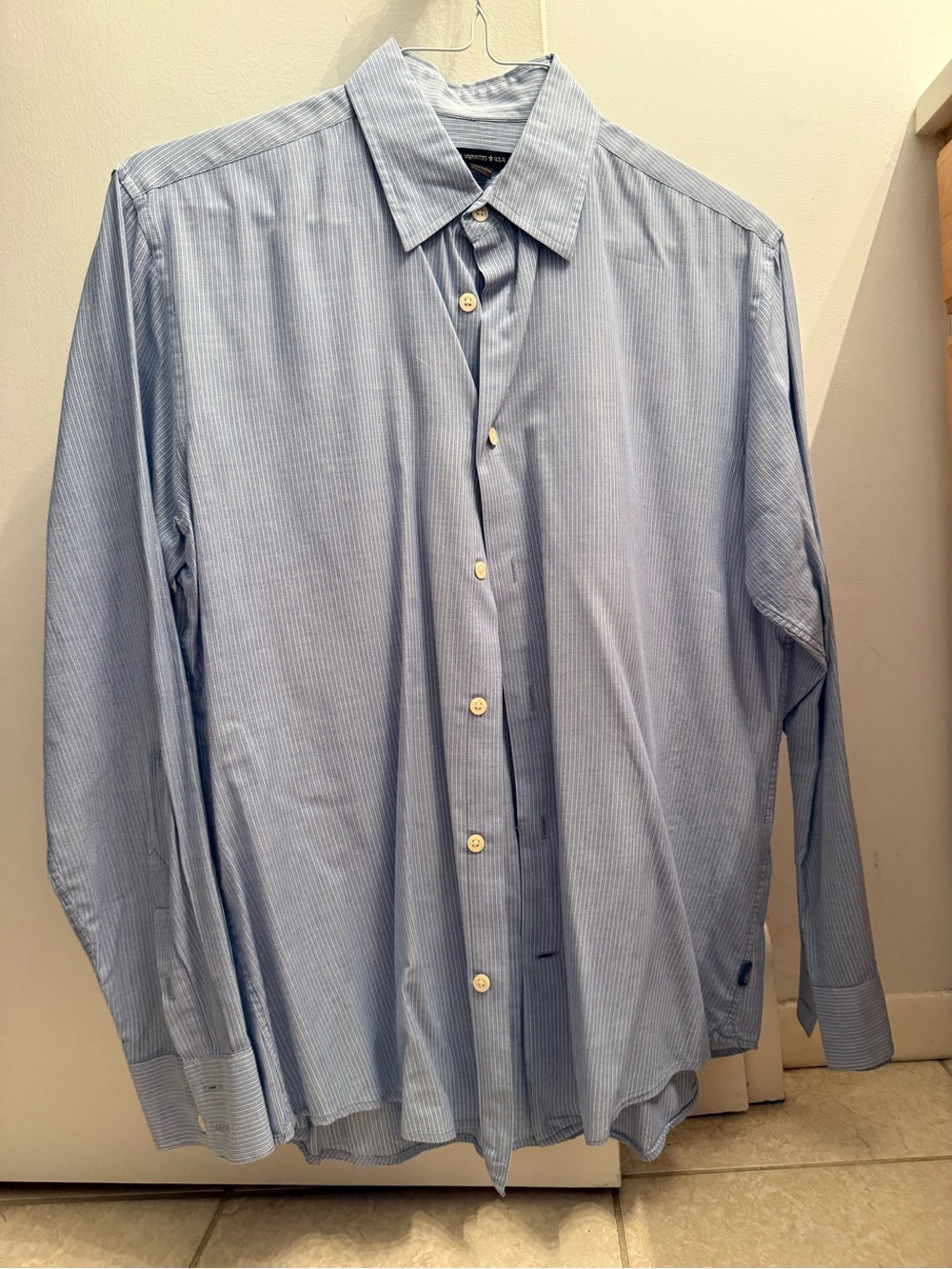 John Varvatos Light Blue Pinstripe Men's Dress Shirt